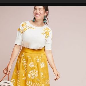 Anthropologie cropped Terry embroidered sweater